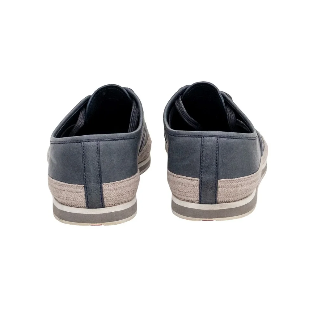 $790 PRADA Aged Leather ESPADRILLE HYBRID Navy SNEAKERS‎ EU 41 UK 8.5 US 9.5